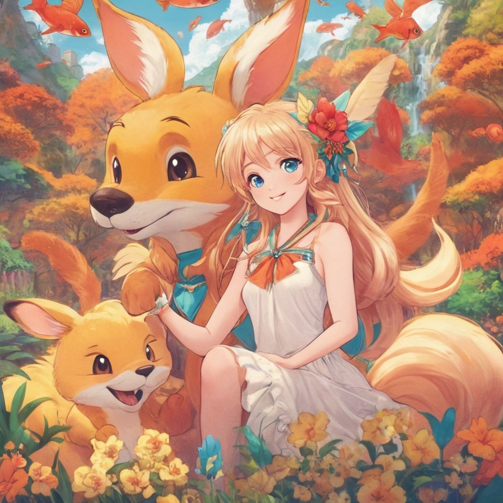 digitalart, anime, fanart, dreamup, cartoon, animegirl, characterdesign, digitalpainting, fox, originalcharacter, pokemon, furryfall, ai_art