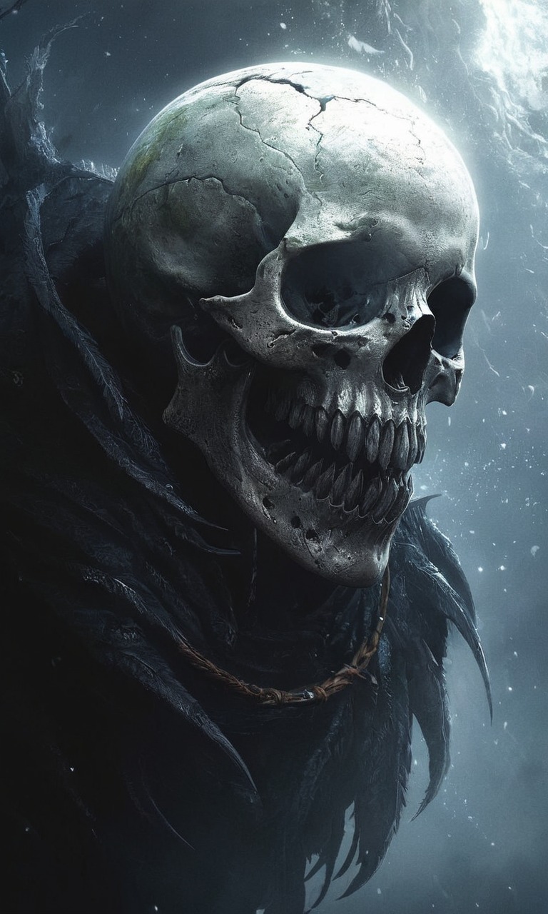 digitalart, digitalpainting, horror, monster, skull, characterdesign, conceptart, creepy, macabre, portrait, creature, ghost, zombie, bonechilling, darkfantasy, deathrattle, deathstalker, gothicart, horrorillustration, undeadcreature, darkhorror, spookyscaryskeletons, grimreaperart, terrifyingart, skeletalhorror