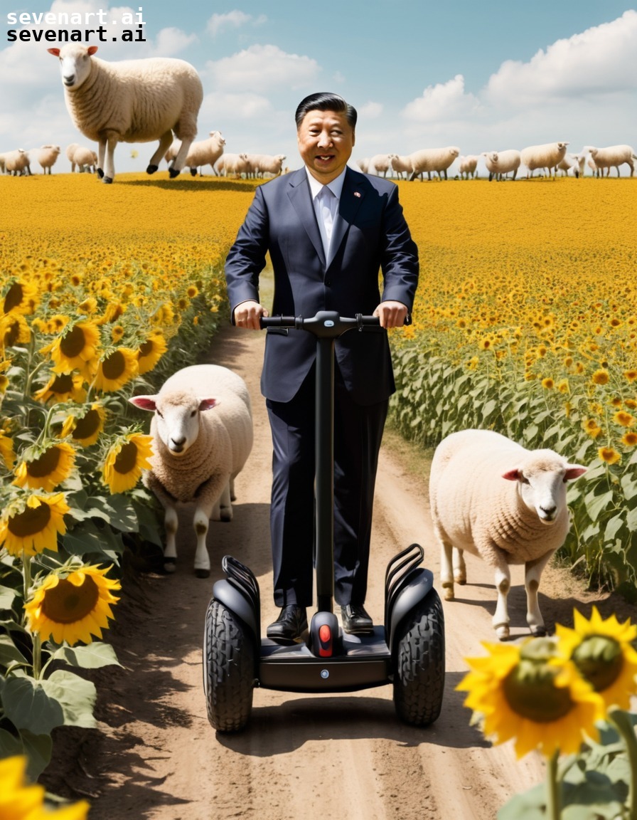 politics, china, leader, segway, sunflowers, xi jinping