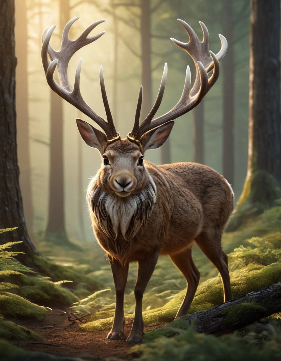 mystical, forest, jackalope, king of creatures