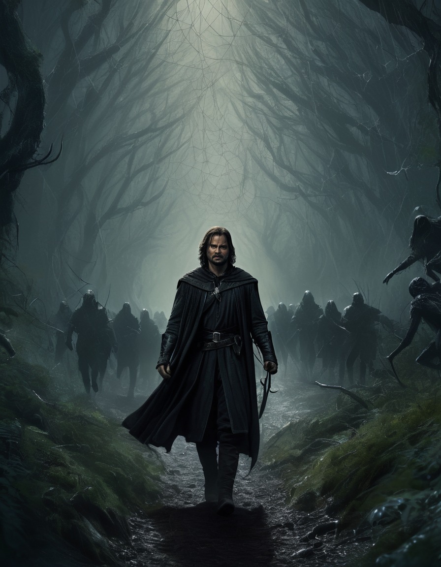 fantasy, adventure, aragorn, fellowship, spiderweb, john tolkien, tolkien