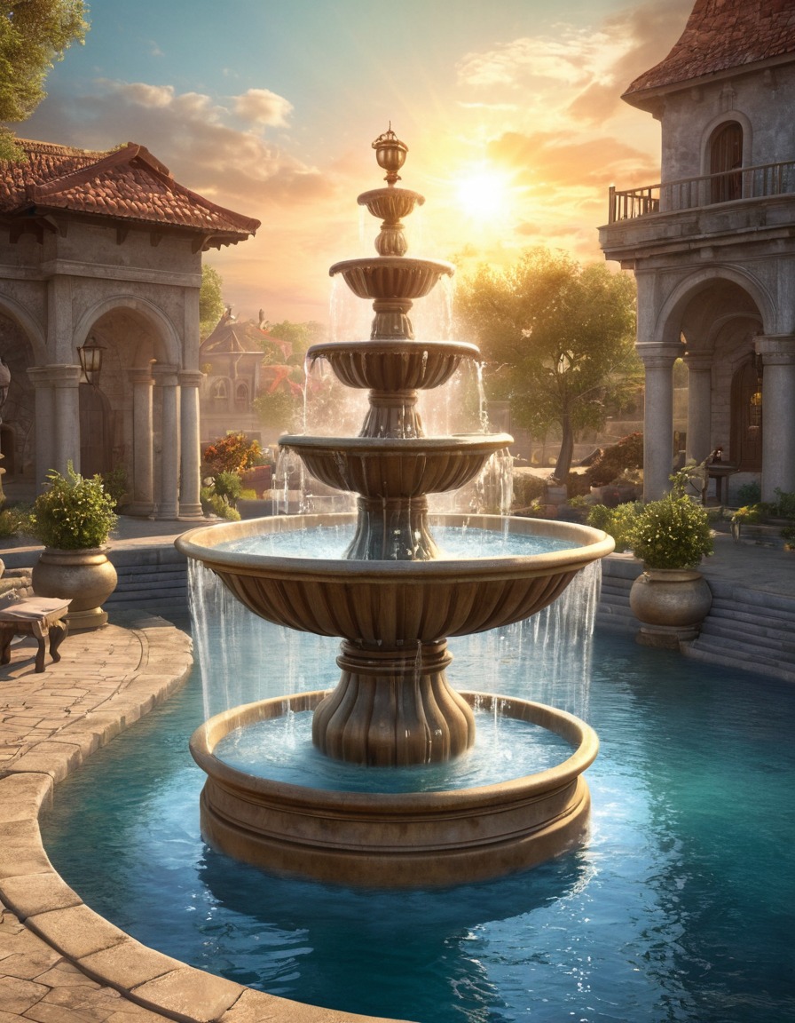 magical fountain, wishing well, wish granting, fantasy, enchanted water, magic, folklore