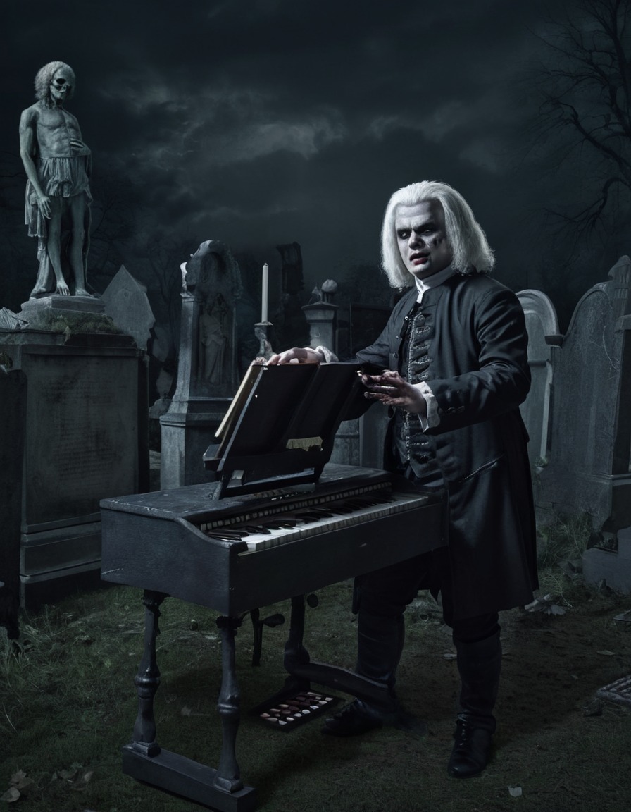 johann sebastian bach, zombie, organ, graveyard, music, classical music, halloween