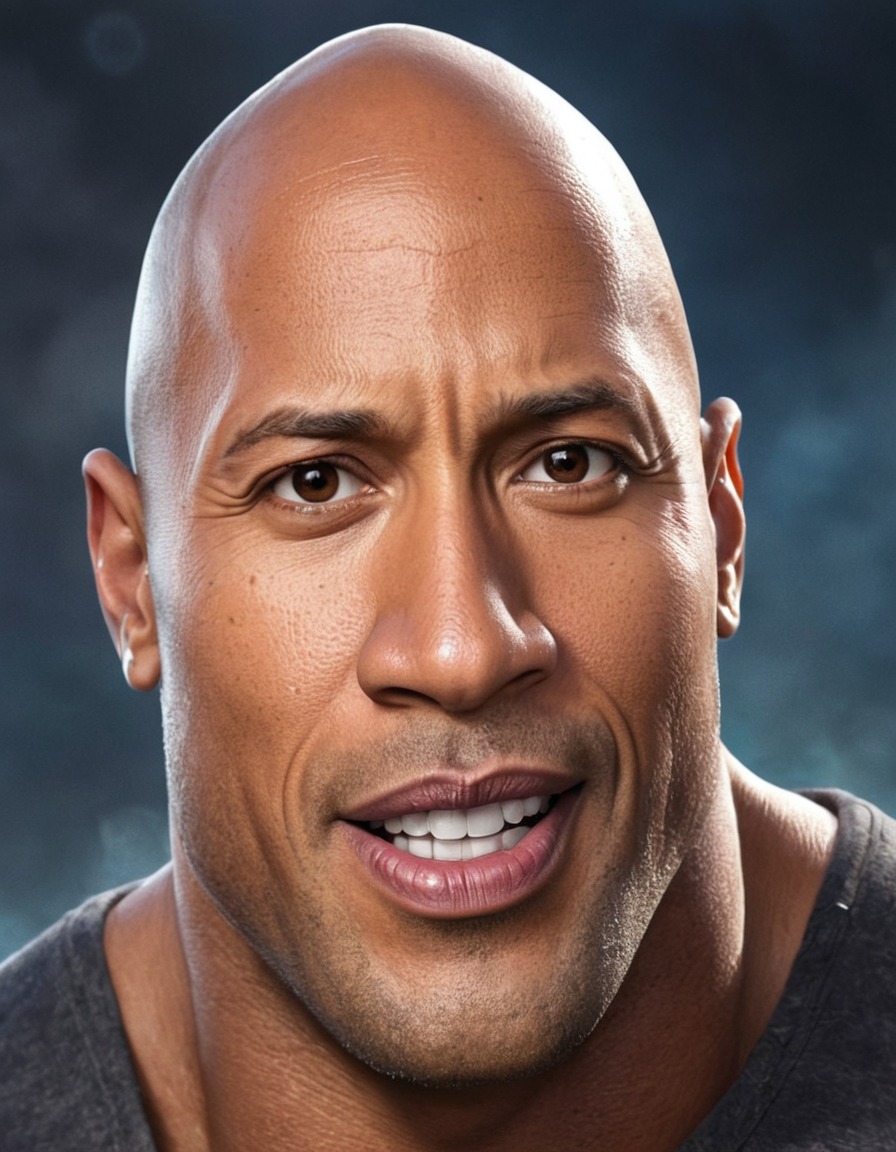 dwayne johnson, the rock, caricature, funny, celebrity, entertainment