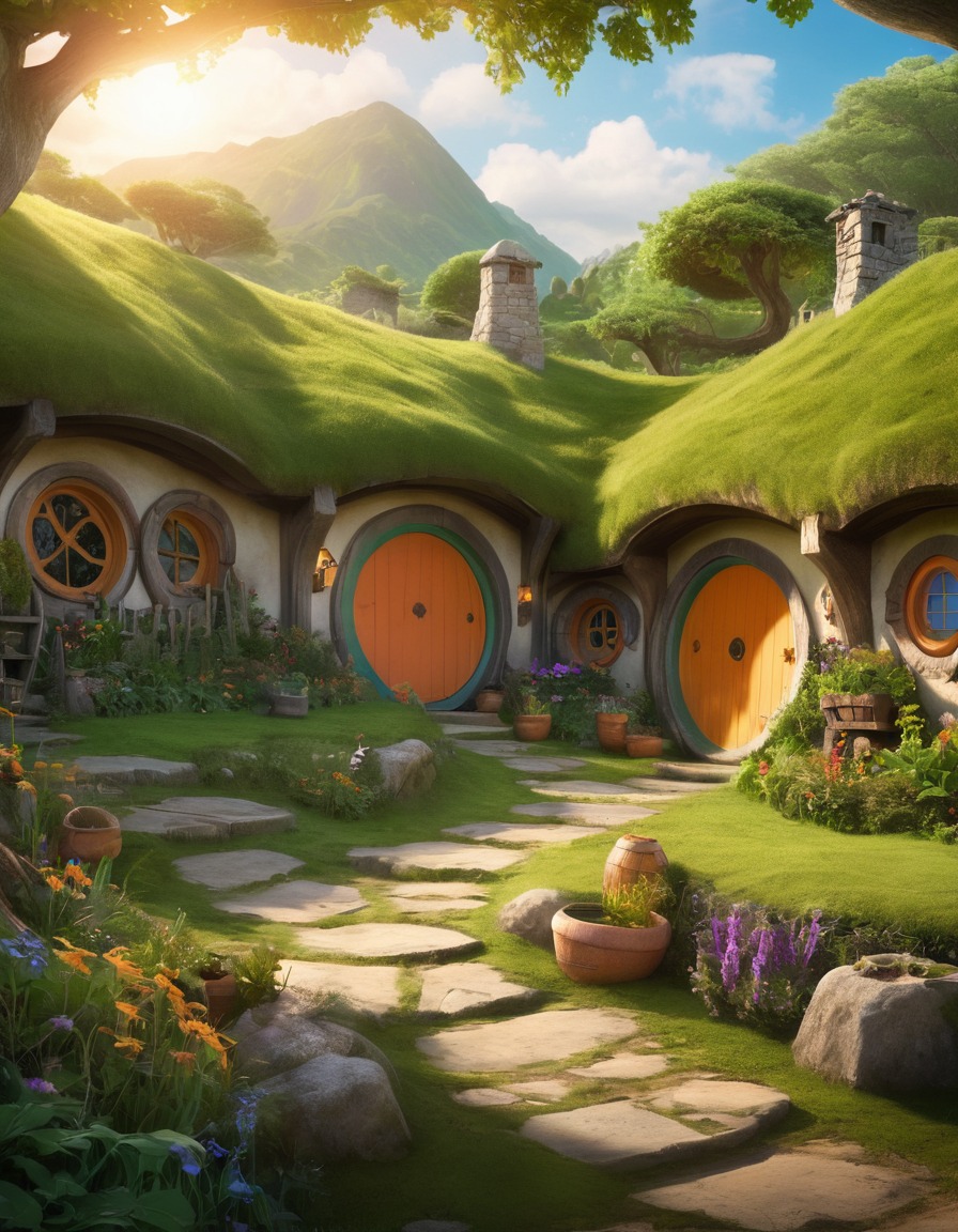 hobbit, village, shire, peaceful, lush greenery, john tolkien, tolkien