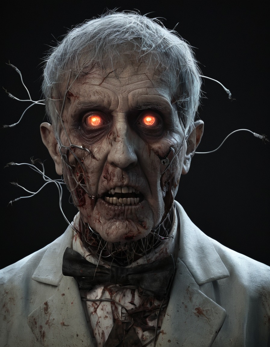 zombie, thomas edison, horror, undead, wires