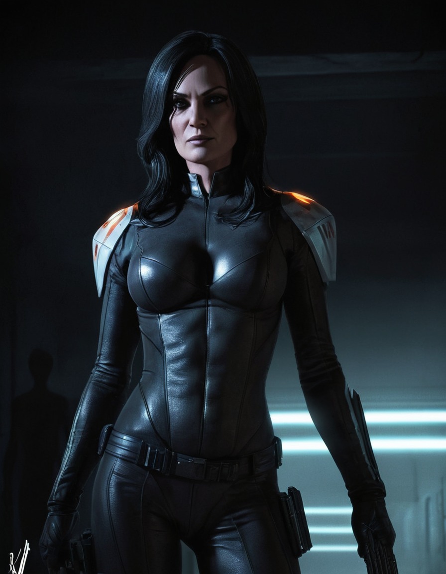 miranda lawson, biotic powers, shadows, sci-fi, character portrait, games, dark