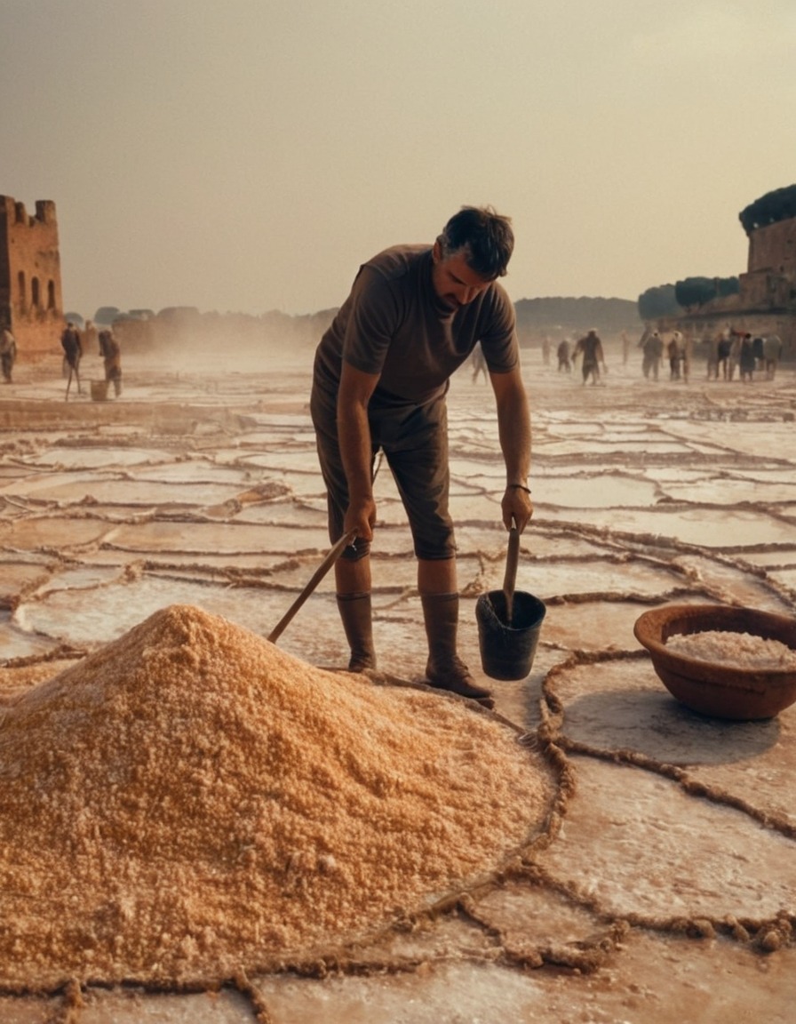 ancient rome, salt extraction, evaporated salt pans, ancient technology, ancient industry, roman empire, 100 bc