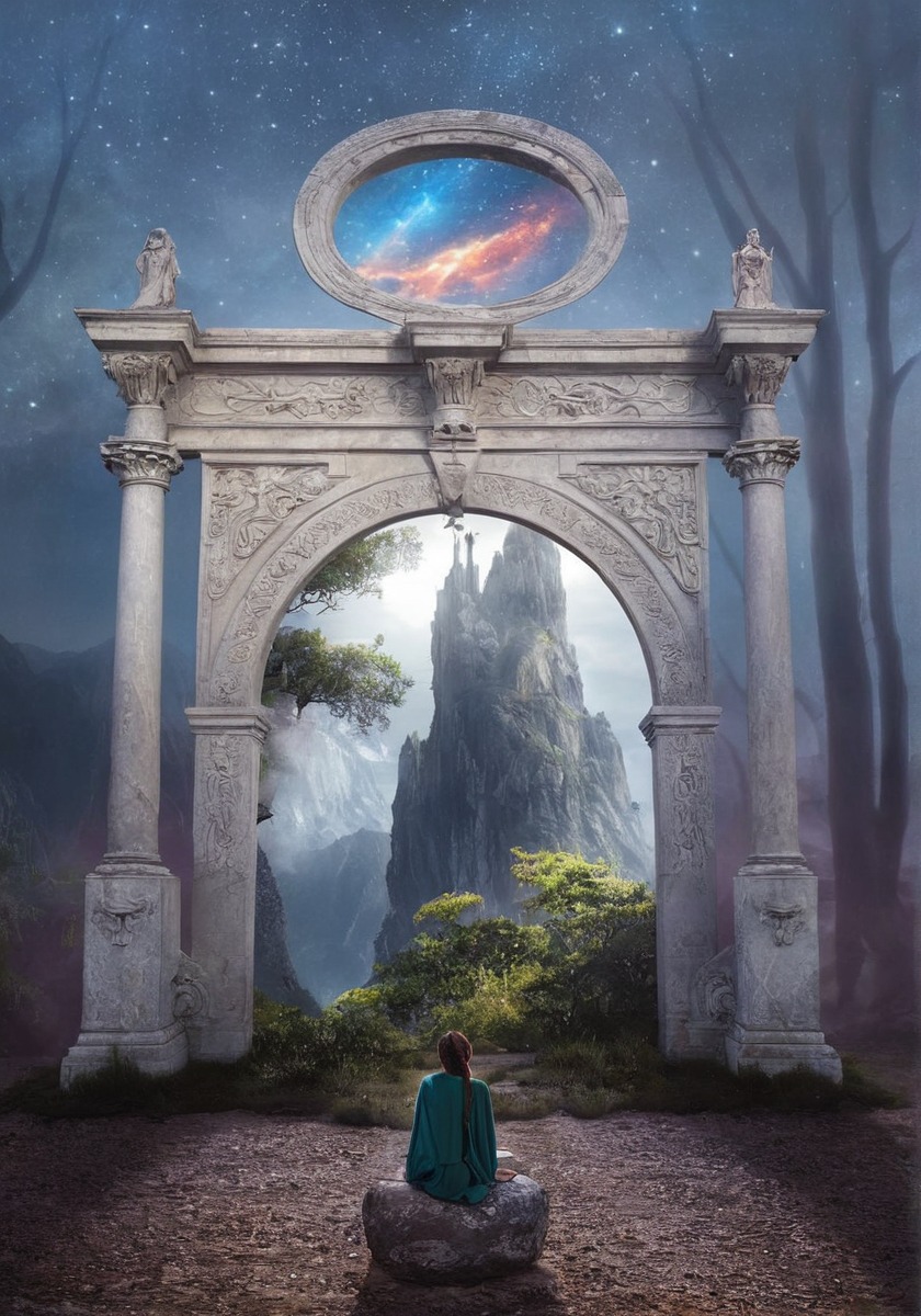 castle, dream, fantasy, forest, gate, man, photomanipulation, portal, surreal