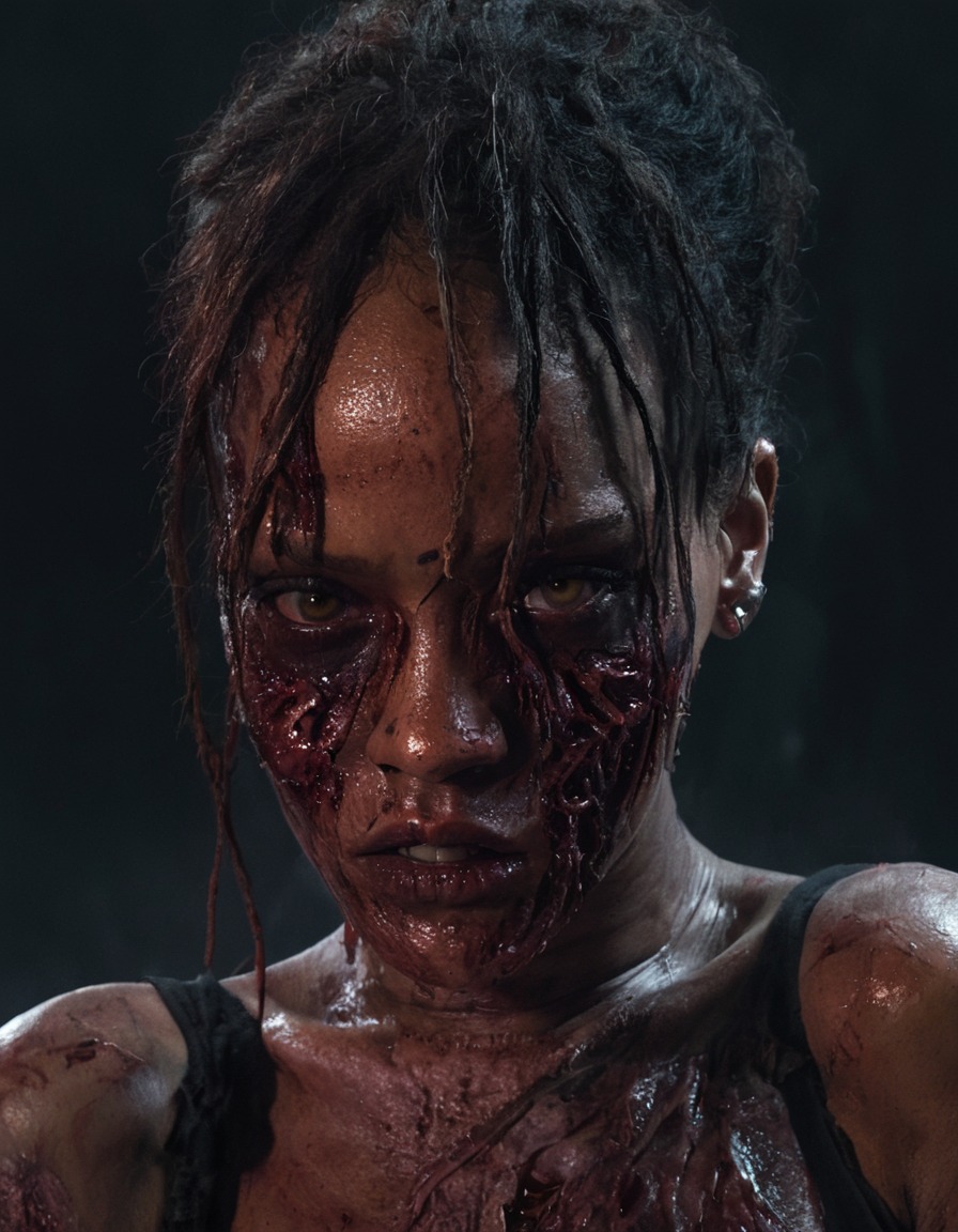 zombie, rihanna, decay, horror, glowing eyes, celebrities