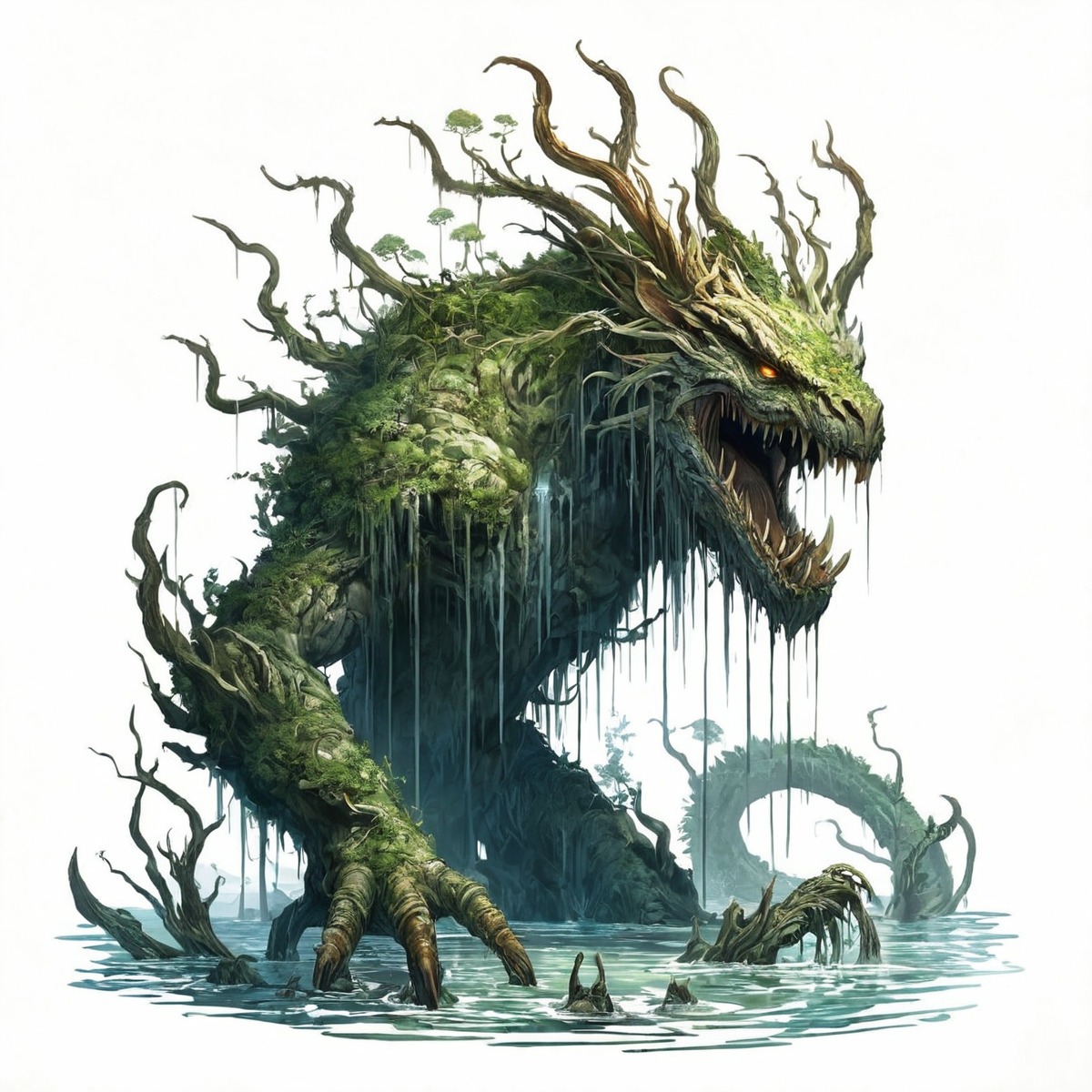 characterdesign, horror, dnd, monster, rpg, creature, beast, digitalart, plants, magic, fantasyart, forest, mythology, adopt, adoptable, dungeonsanddragons, exclusive, swamp, aiart, adoptablesopen