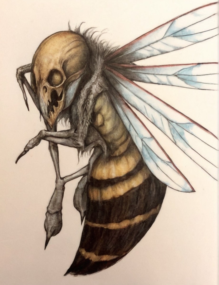 pencildrawing, insect, pen, coloredpencil