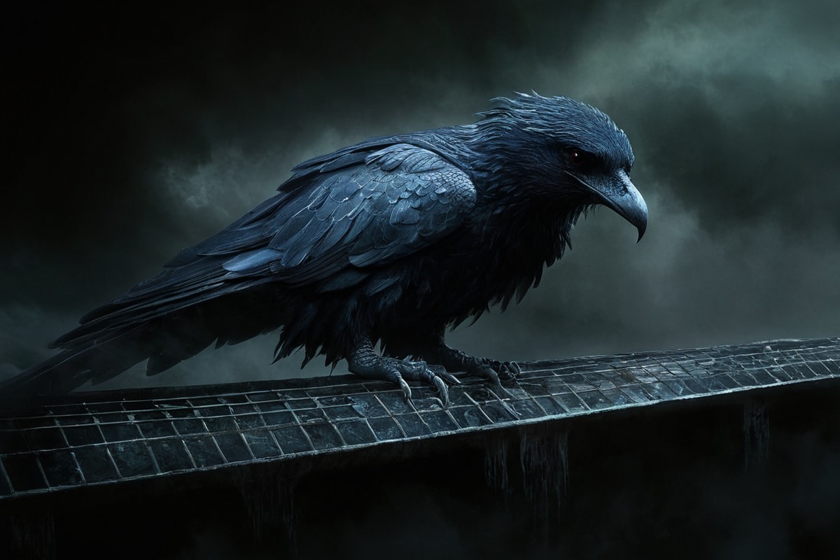 digitalart, bird, animal, gothic, crow, guitar, ravens, aiart, dailychallenge, aiartcommunity, midjourney, midjourneyart