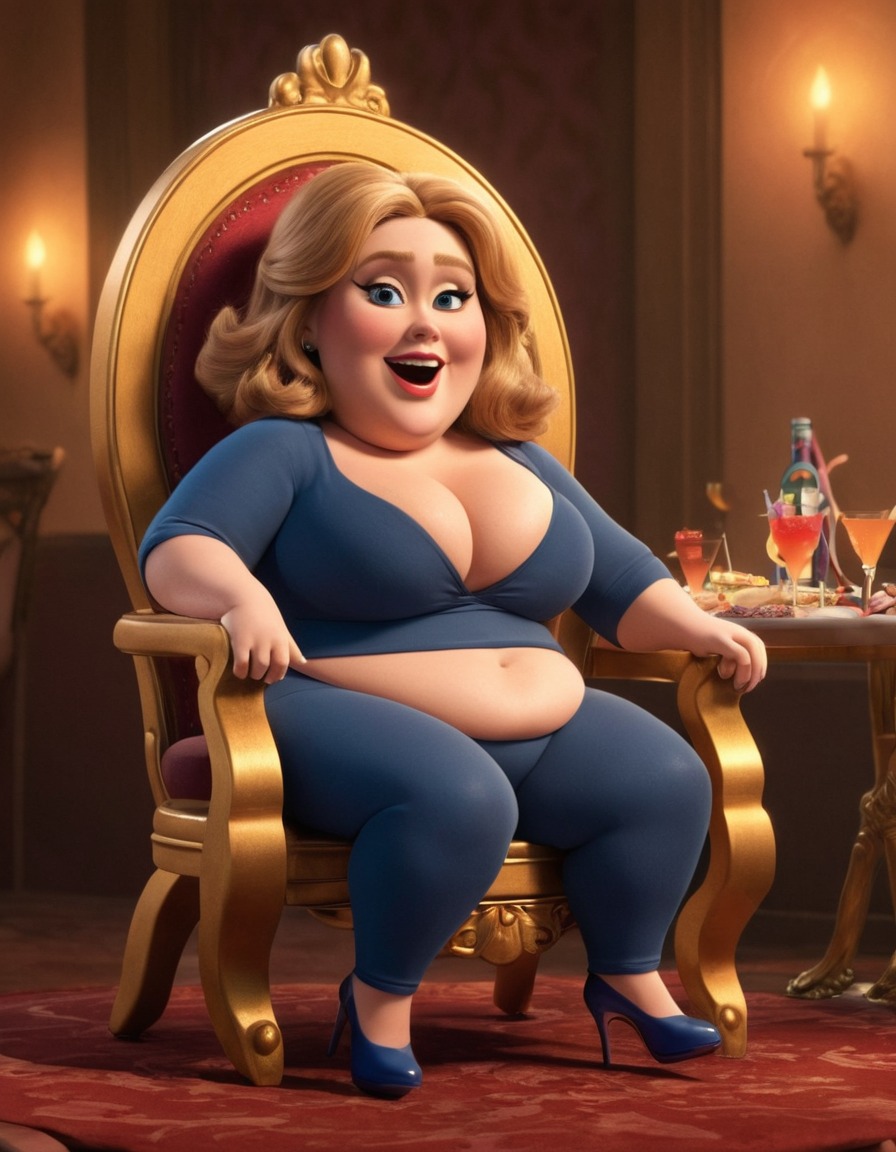 cartoon, adele, humor, party, chair, overweight, fat