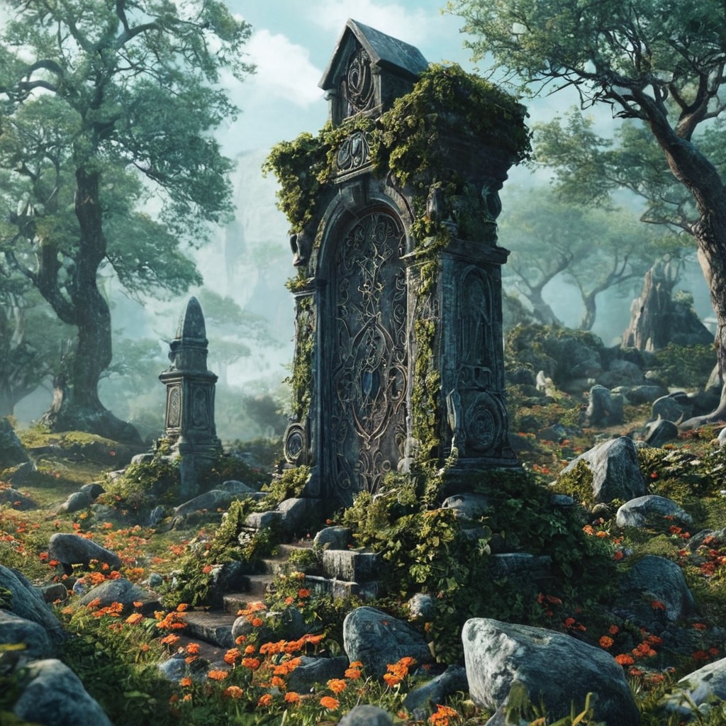 digitalart, horror, cemetery, beautiful, graveyard, tombstone, aiart