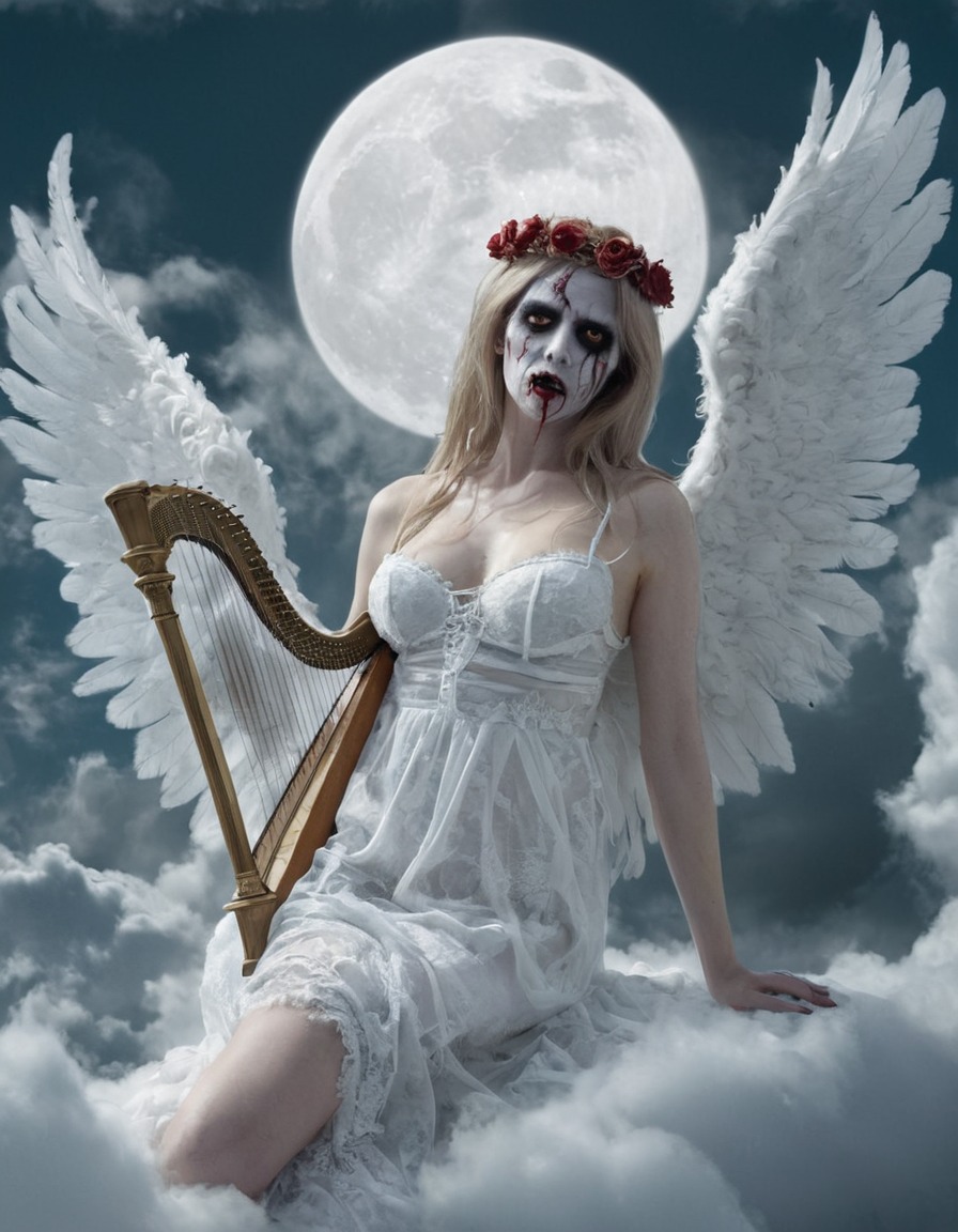 heaven, angels, zombies, female angel, afterlife, music, clouds