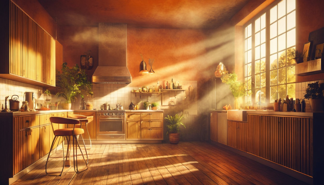 architecture, conceptart, burntorange, designconcept, kitchen, midcentury, nostalgia