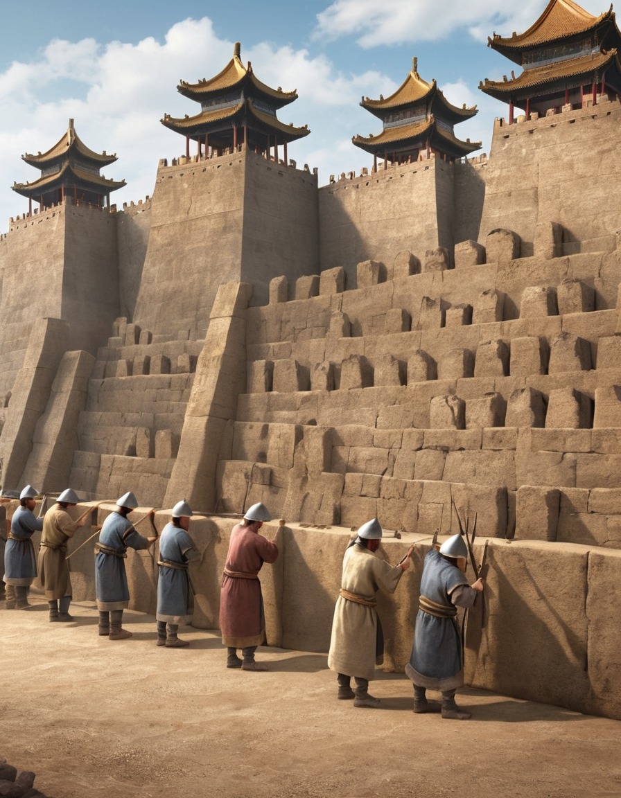 ancient civilization, city defense, construction, teamwork, ancient china, 300 bc, great wall of china