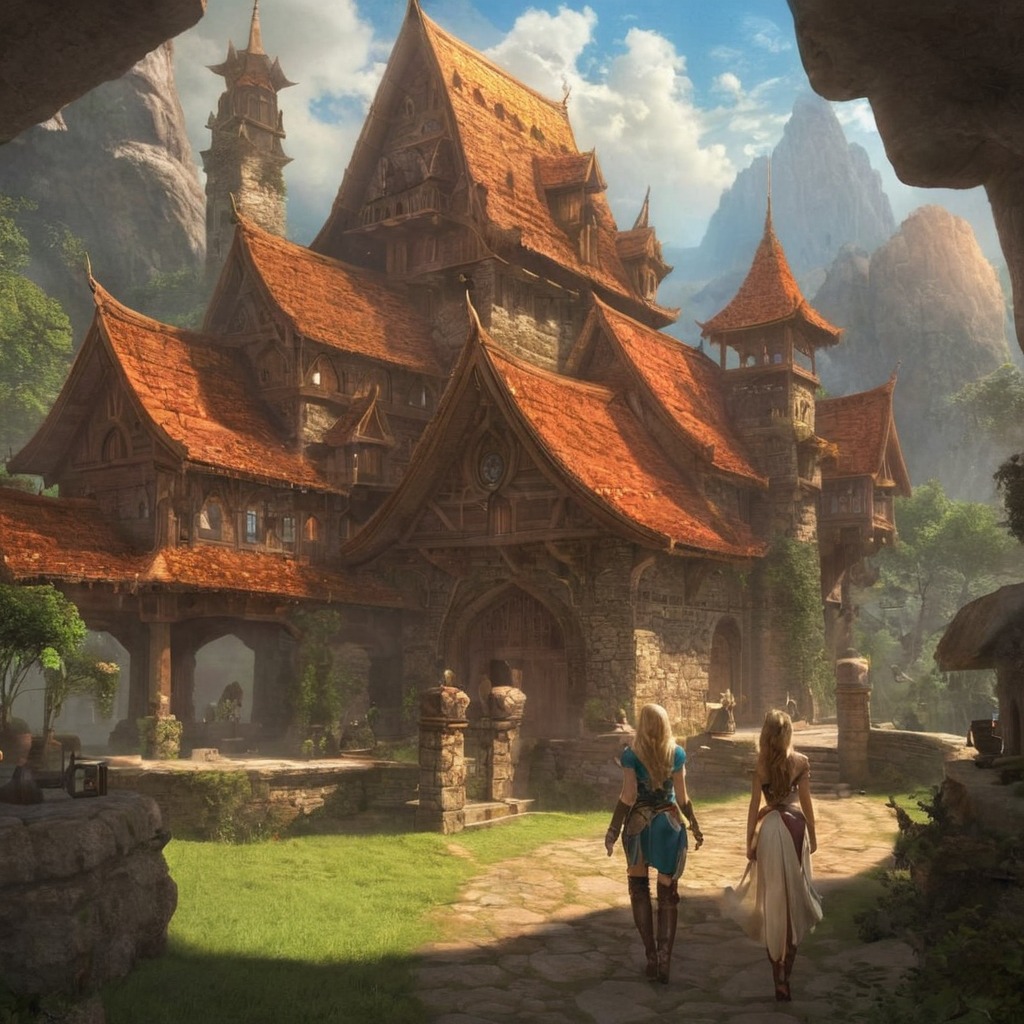 dreamup, digitalart, fantasyart, hyrule, village, dailychallenge, ai_art