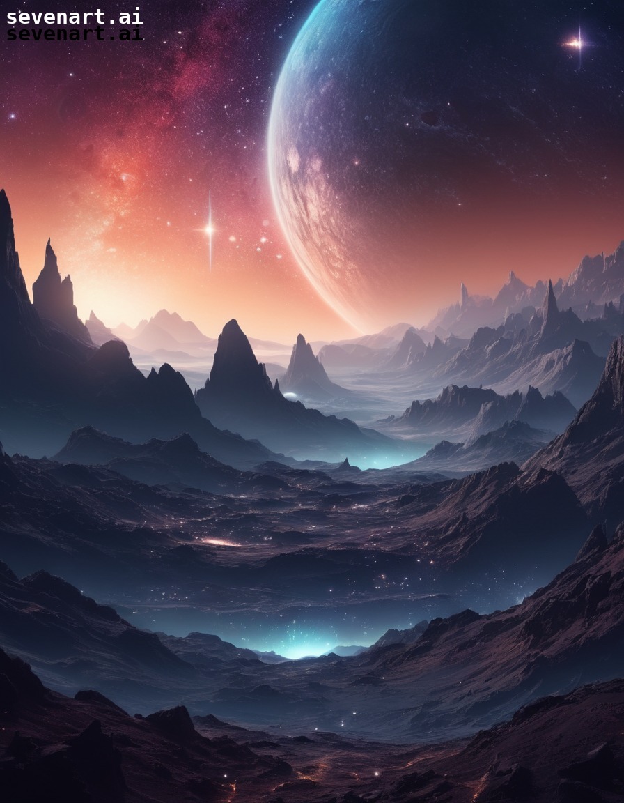 surreal, space, mystical, planets, stars