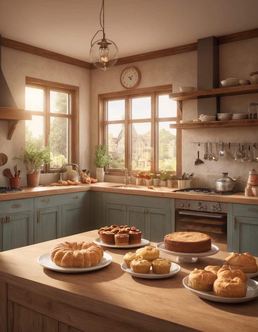 kitchen, baking, freshly baked goods, cozy, home, interior