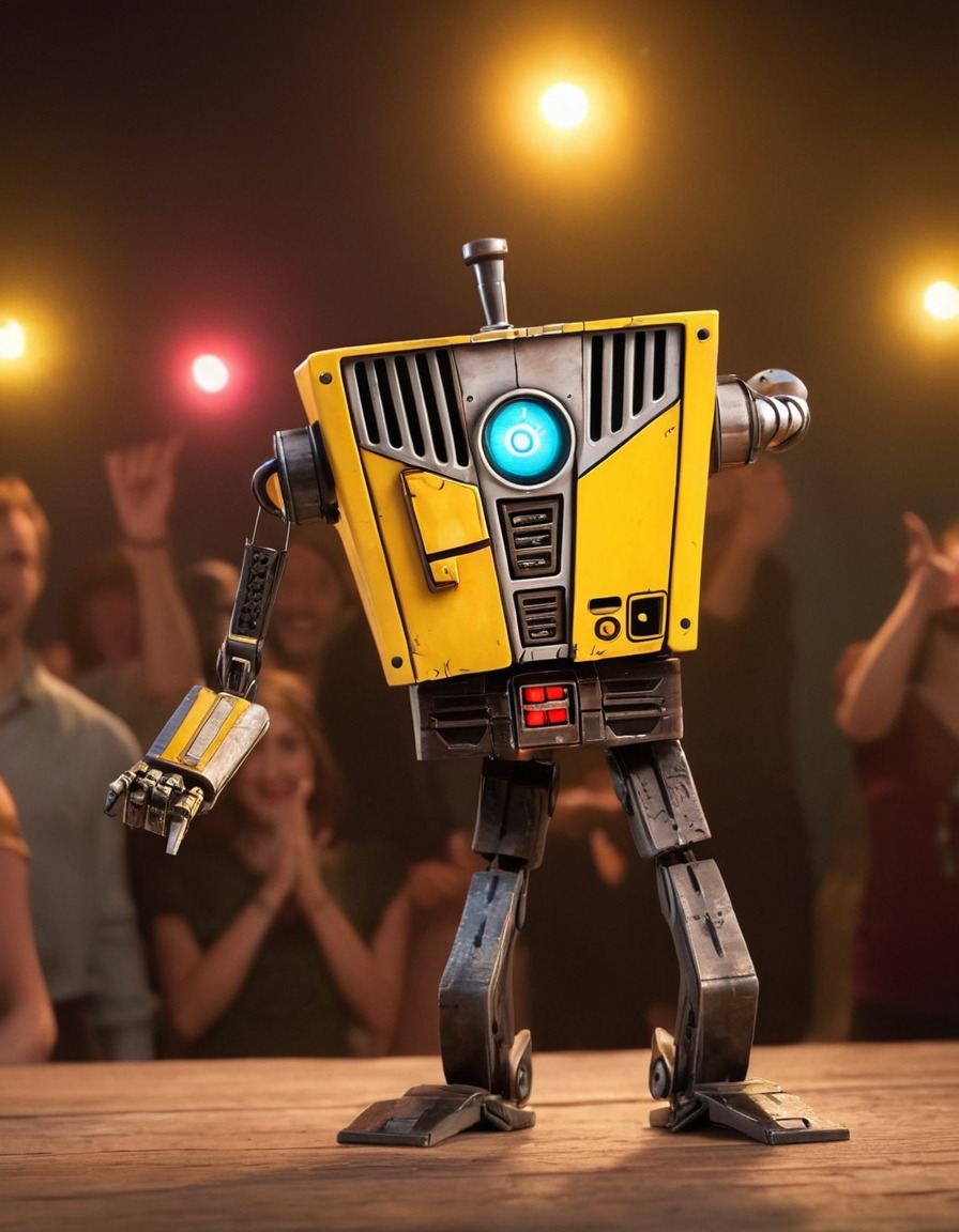 claptrap, robot, dance, party, celebration, robots, games, movies