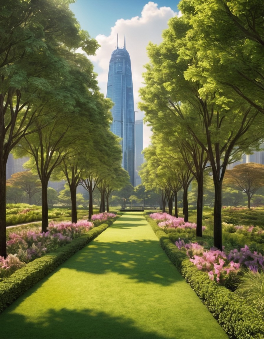 park, skyscrapers, cityscape, urban view, nature, city