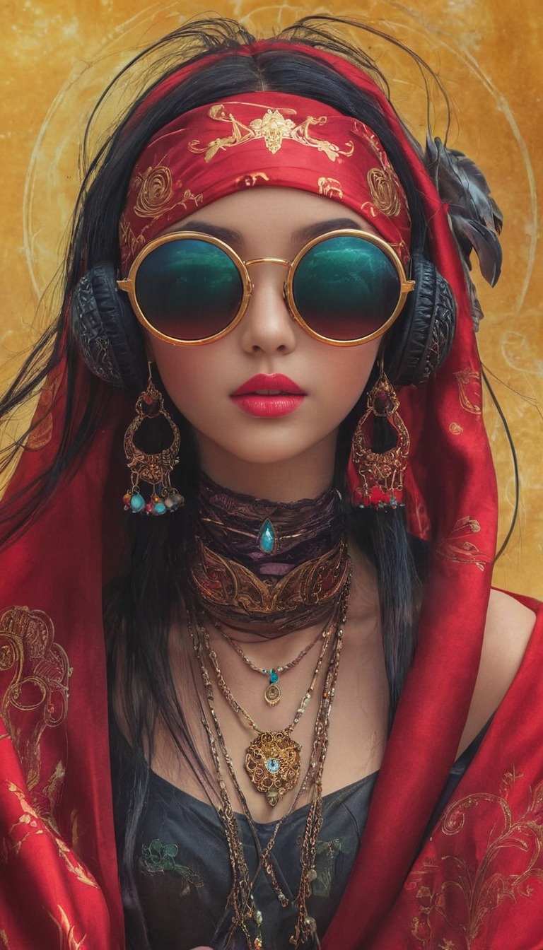 character, coolgirl, desing, girl, headphones, pirate, pirategirl, piratewoman, red, sunglasses, art