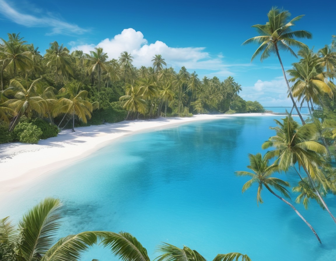 tropical, paradise, beach, palm trees, clear water, nature