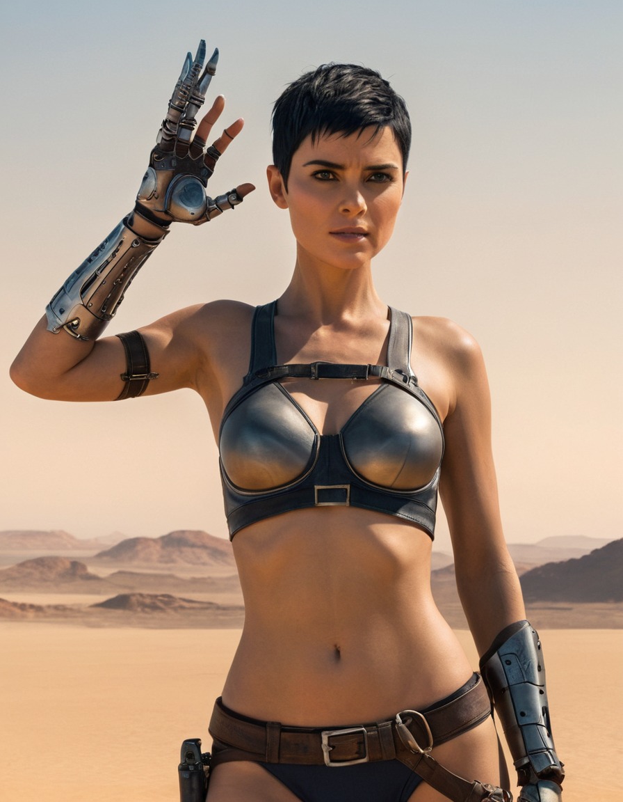 furiosa, mad max, post-apocalyptic, mechanical arm, defiance