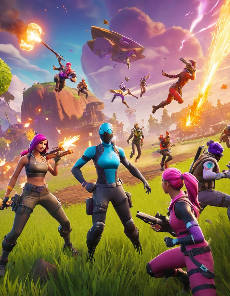 fortnite, battle royale, video games, gaming, squad, colorful, dynamic, computer games