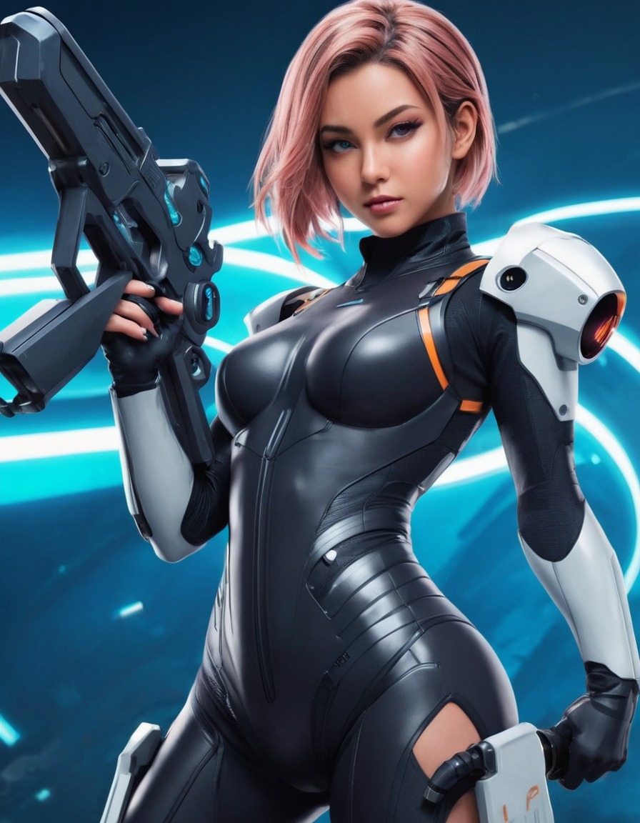 alyx vance, futuristic suit, gravity gun, virtual reality, anime, games