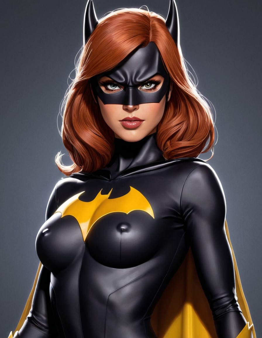 dc comics, batgirl, superhero, illustration, sexy, painted