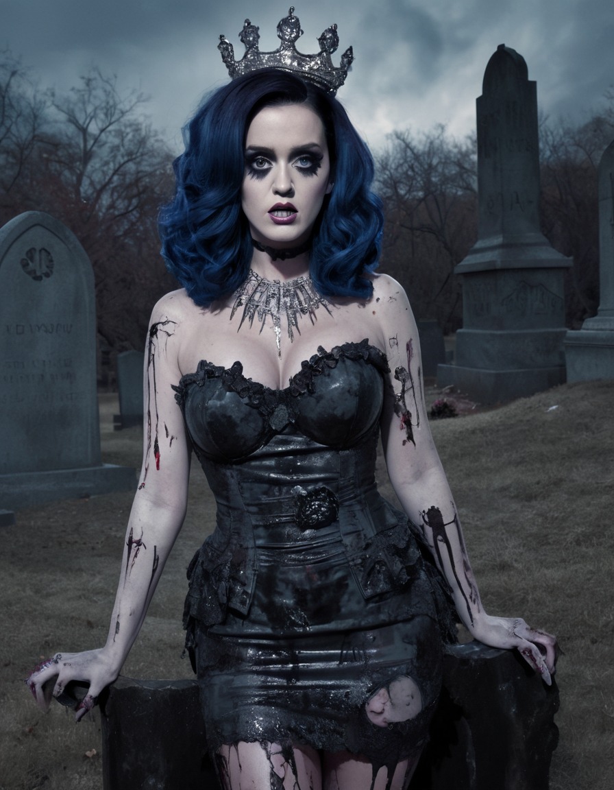 katy perry, glamorous, zombie queen, graveyard, halloween costume, zombie, celebrities