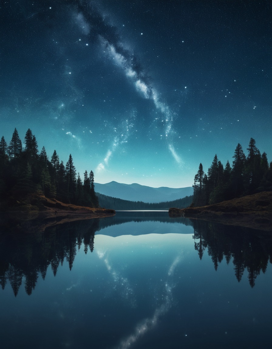 nature, fantasy, stars, reflection, serene, fantastic