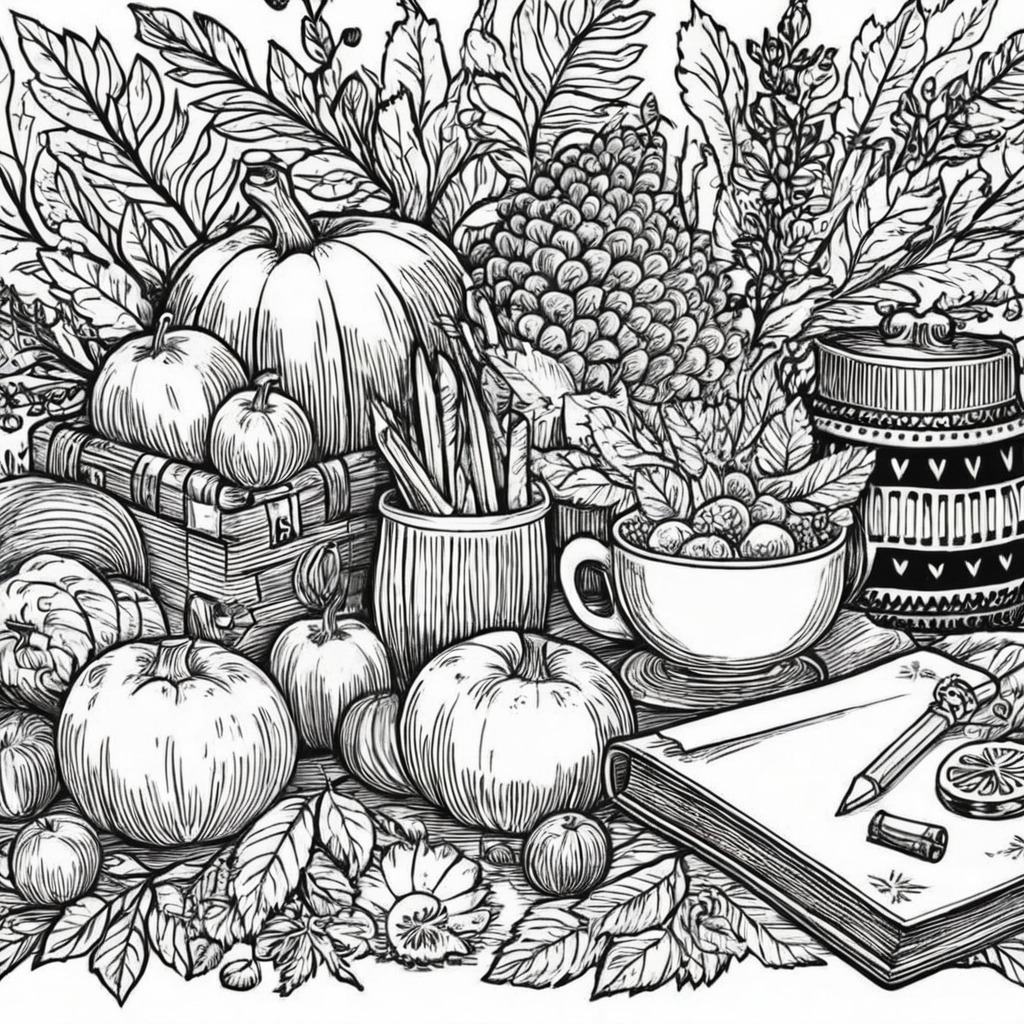 plants, digitalart, traditionalart, ink, floral, portrait, vintage, lineart, pattern, autumn, book, color, coloring, coloringpage, fall, page, season