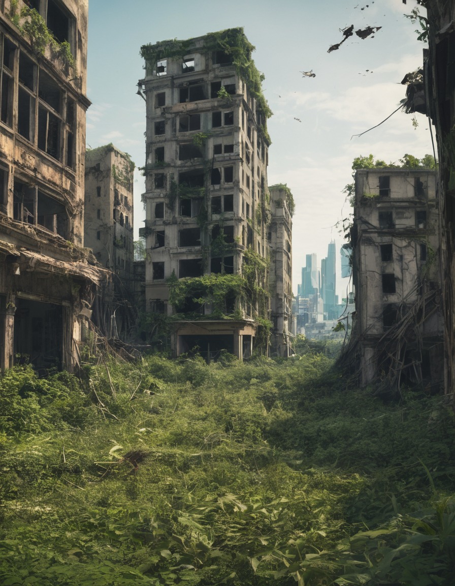 abandoned, decay, urban decay, post-apocalyptic, overgrown, fallout, games, tv shows, amazon prime