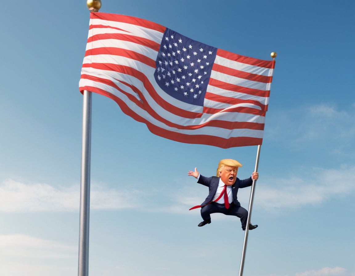 humor, political satire, flagpole, donald trump, mishap, trump, donaldtrump