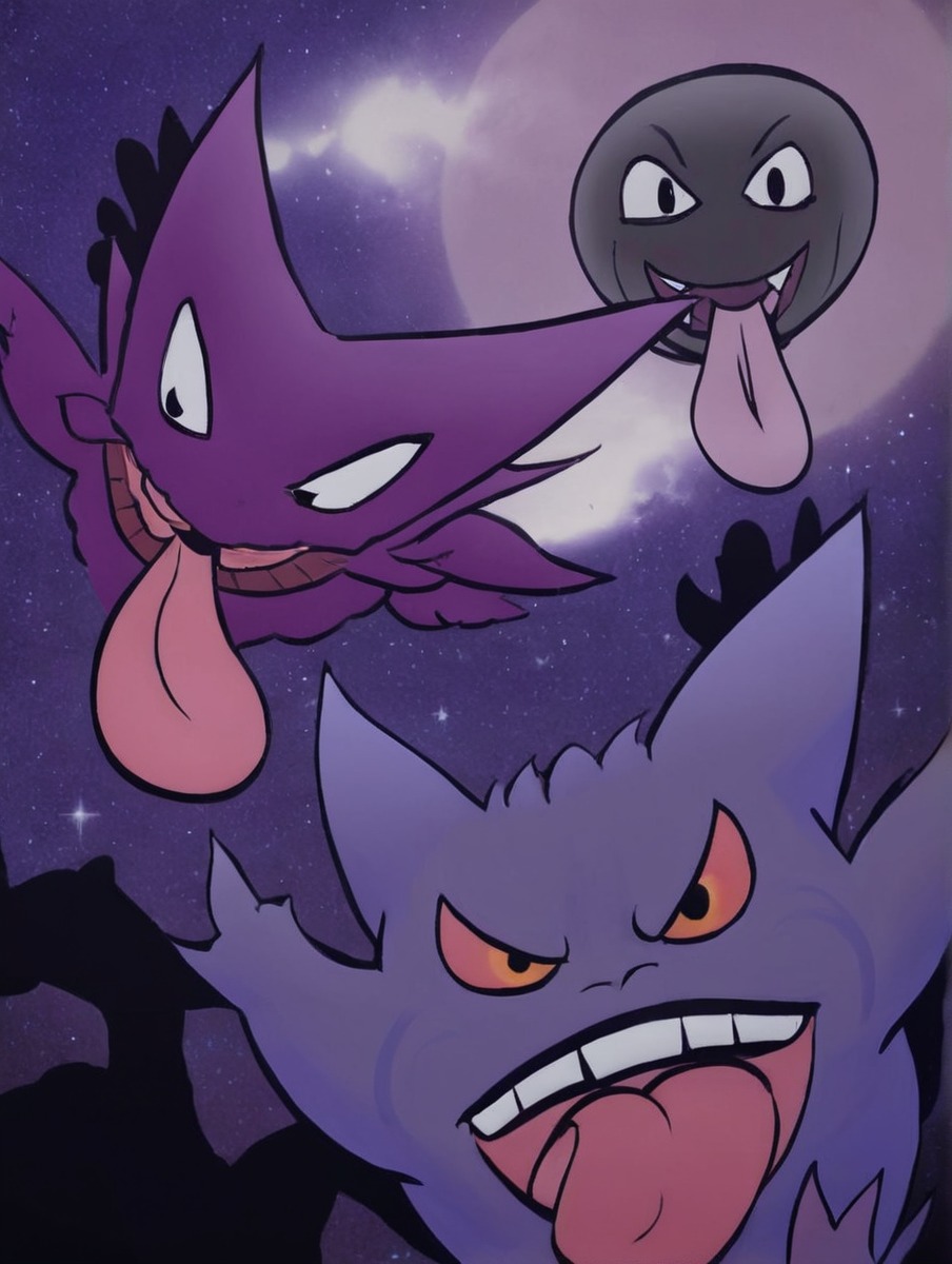 gastly, gengar, ghosts, haunter, night, pokemon, spookymasnsion, background, celebration, digitalart, digitaldrawing, digitalillustration, digitalpainting, halloween, pokemonfanart, pokemonnintendo, ghosttypepokemon, spookyfun, spookyhalloween, spookymonth, halloween2017