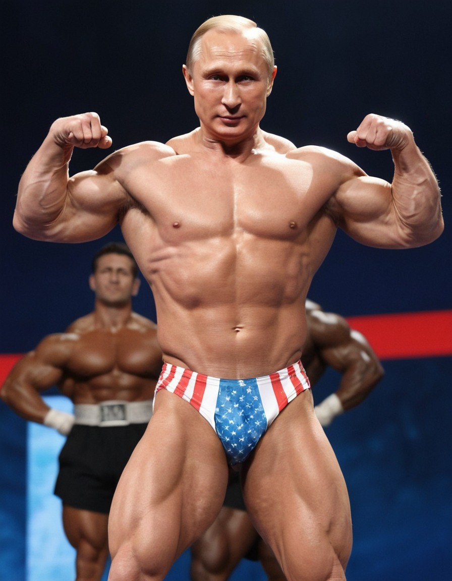 vladimir putin, bodybuilder, flexing, muscles