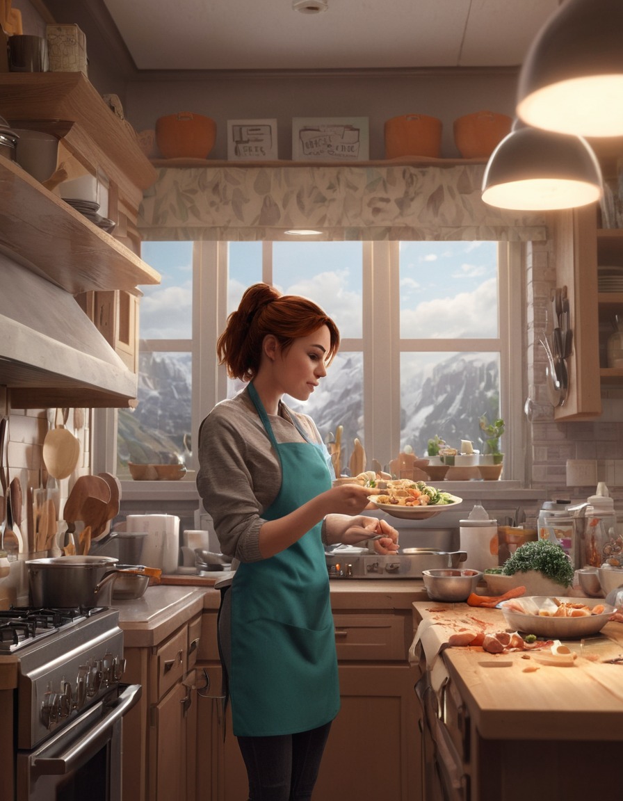 cooking, homemade meal, kitchen, cozy, cluttered, games, girls from games