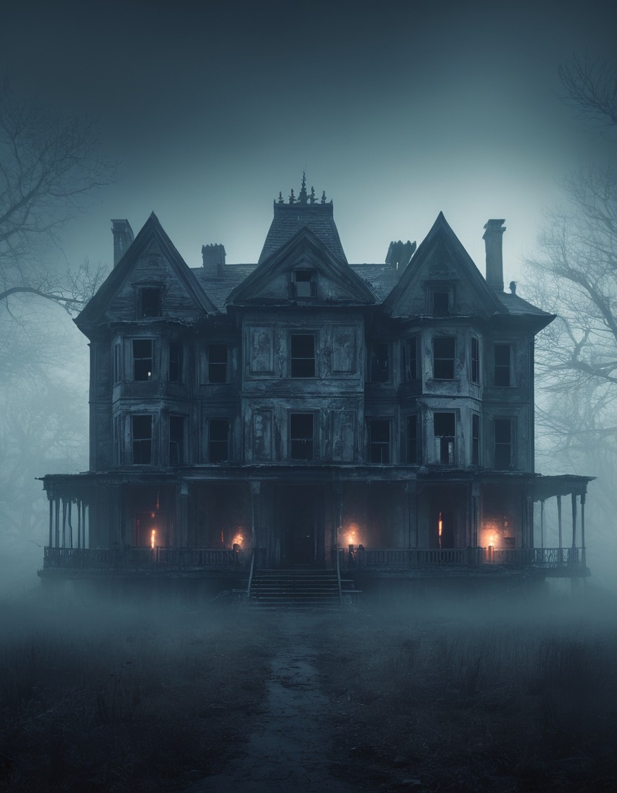 abandoned, haunted, mansion, candles, mist, lovecraft, howard lovecraft