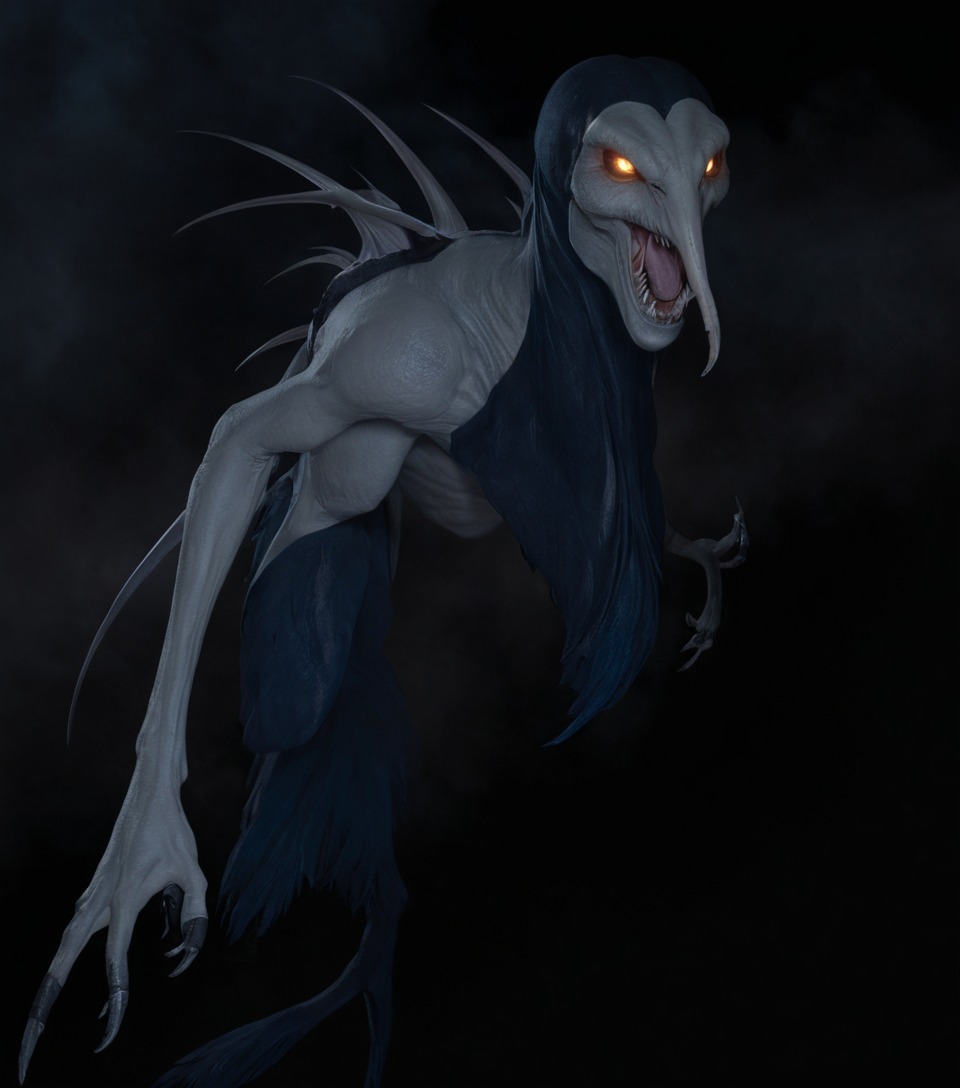 characterdesign, fantasyart, digitalpainting, horror, monster, creature, creepy, ghost, spooky, spirit, undead, digitalart, fantasycharacter, characterconcept, creepycryptids