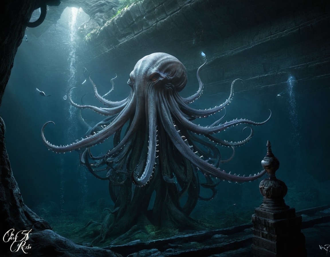 digitalart, digitalpainting, monster, creature, octopus, squid