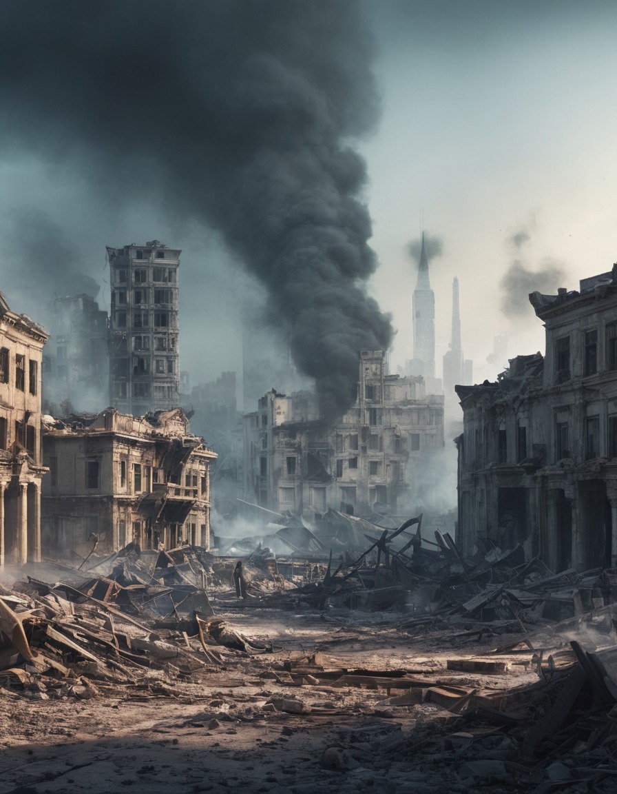 ruins, abandoned, cityscape, destruction, post-apocalyptic, war