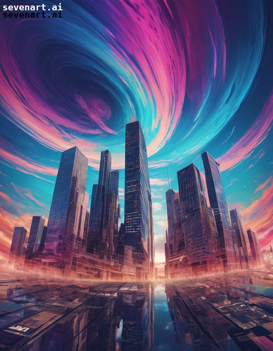 surreal, cityscape, distorted, psychedelic, art, hallucination