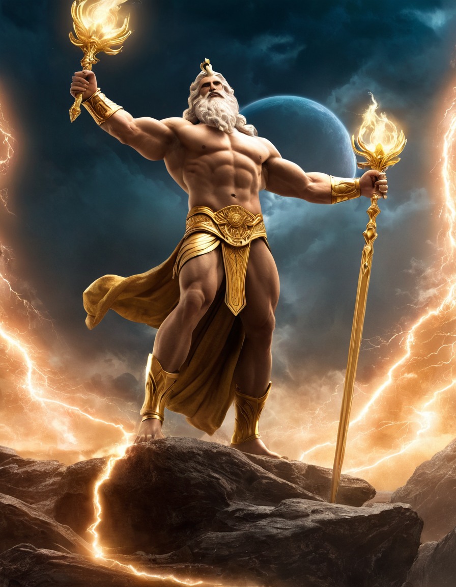 zeus, greek mythology, mythical god, supernatural powers, epic scene, olympian deity