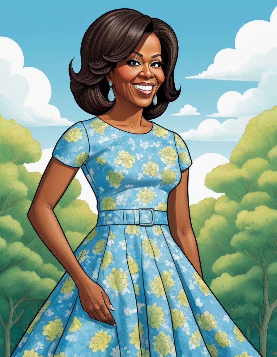 michelle obama, humor, painting, whimsical, politics