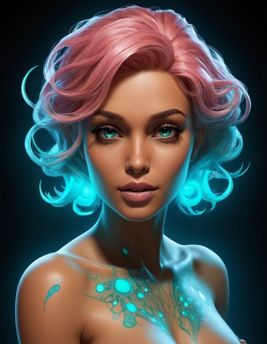 mutations, woman, female, bioluminescent skin, genetic mutation