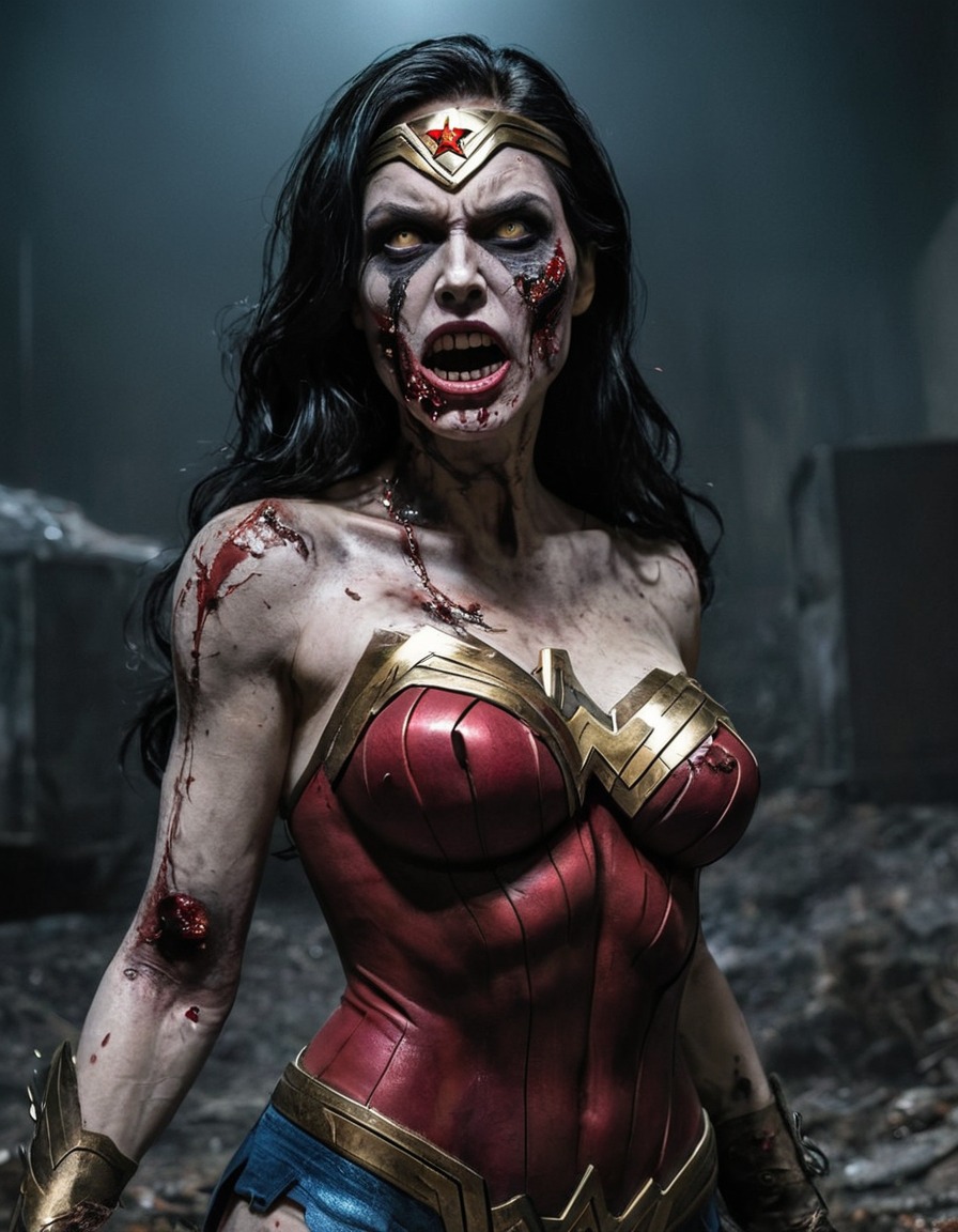 zombie, wonder woman (dc comics), superhero, undead, horror, transformation